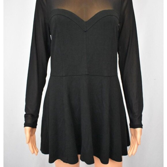 Torrid Black Skater Dress Size 0 (12) Sheer Mesh Sweetheart Illusion Whimsy Goth - Picture 6 of 11